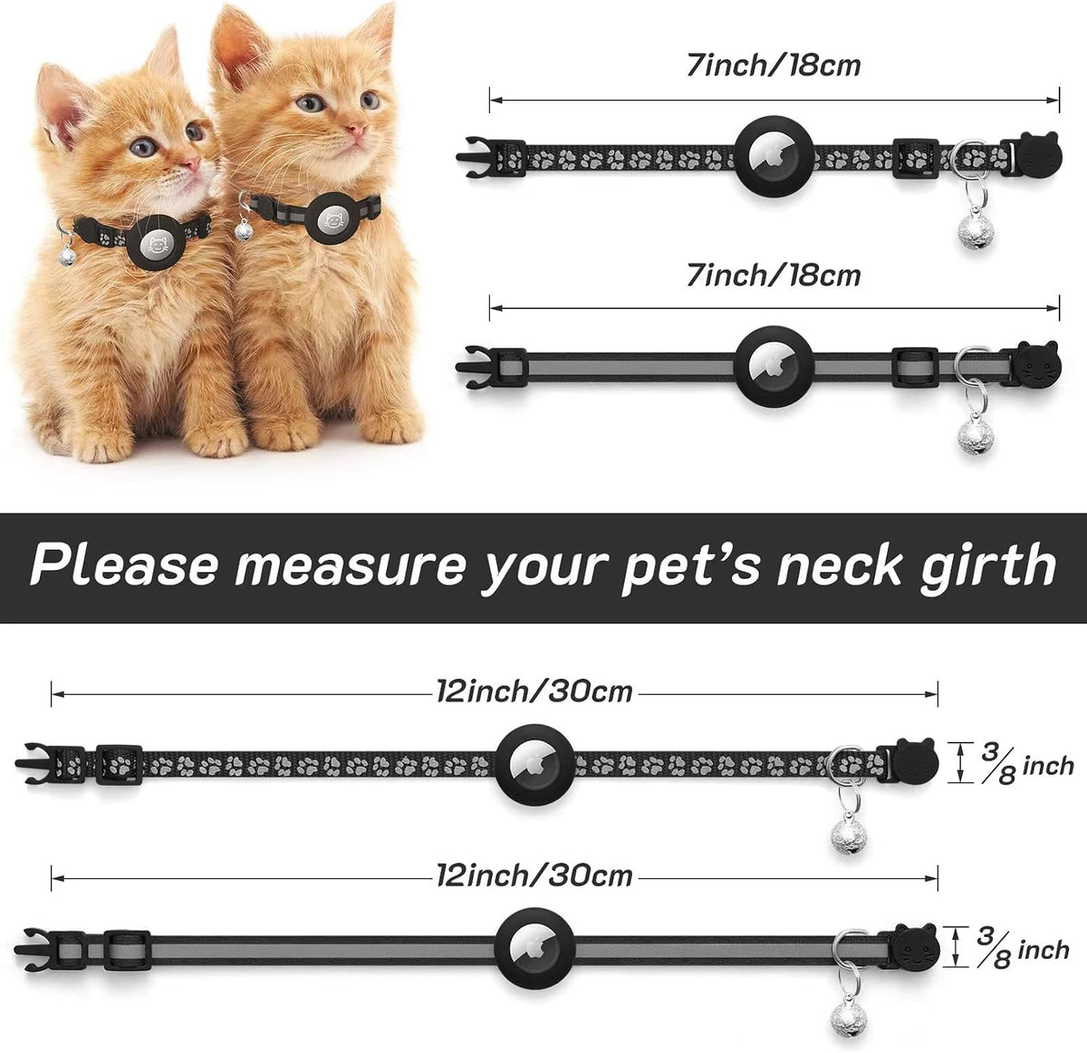 2 Pack Airtag Cat Collar Breakaway with Bell - Red - image 3