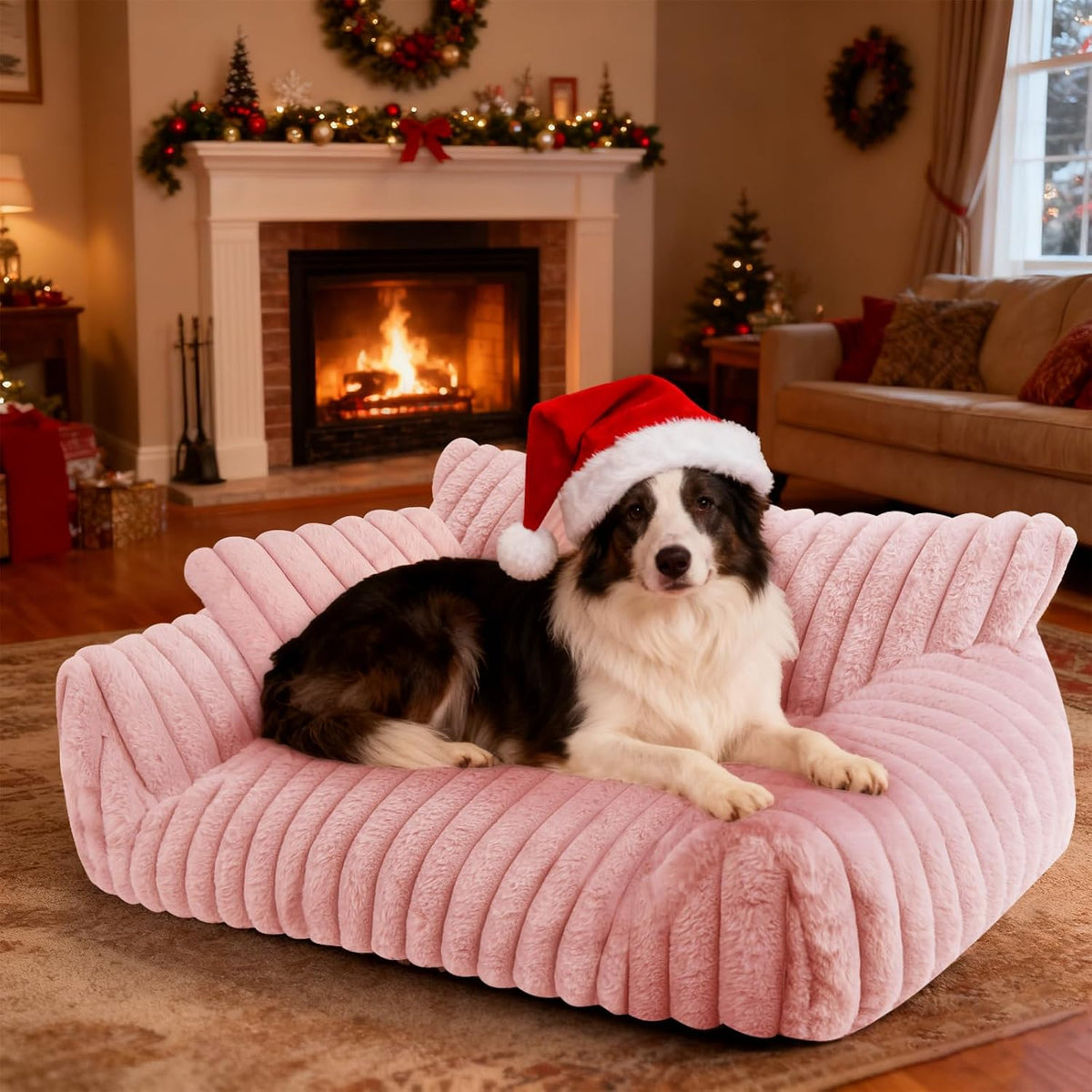 Cute Dog Couch for Medium Large Dogs, Dog Cat Couch Sofa - Large(36x27x10") / Pink