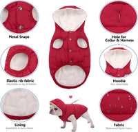 Dog Winter Coat,Warm Fleece Lined Dog Jacket with Leash Hole & Hood – Essentials for Dogs - Red / Large - image 4