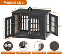 38" Heavy Duty Dog Crate Furniture for Small,Medium and Large Dogs,Rustic Wooden Dog Cage Kennel Indoor Furniture with Waterproof Top,Decorative Pet House Side End Table (Black)