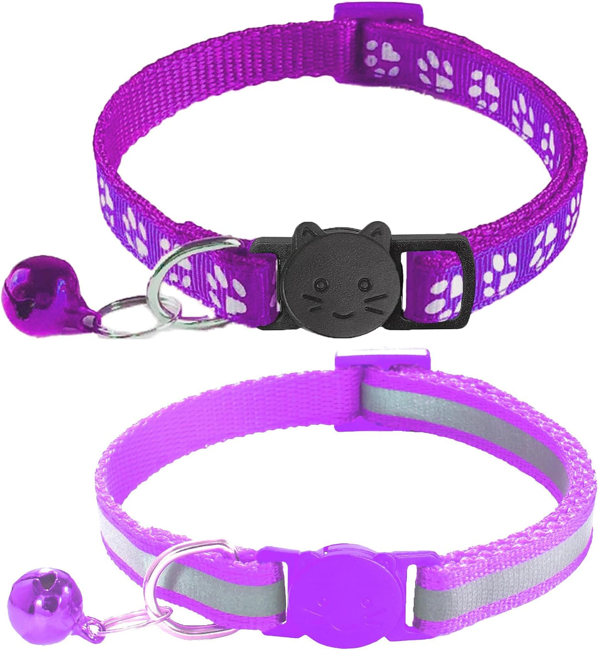 2 Pack Breakaway Cat Collars with Bells - Purple