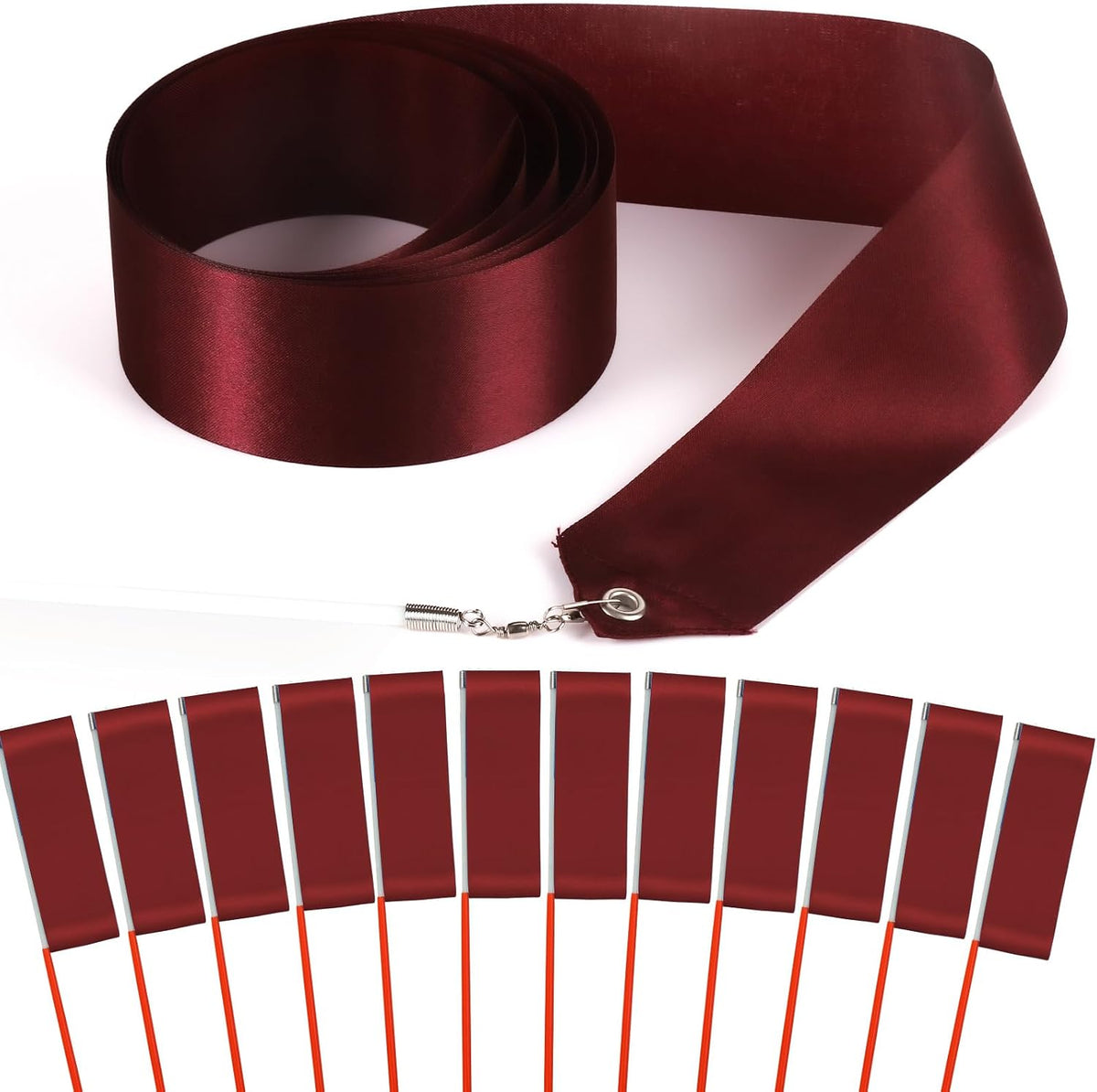 12PCS Red Dance Ribbons, Red Party Favors - Burgundy 12PCS