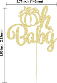 Gyufise 24Pcs Pumpkin Oh Baby Cupcake Toppers Pink Fall Pumpkin - Gold 13 - image 2