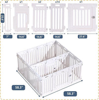 2 Room Dog Playpen with Door,DIY Shape Combination Puppy Pen,16-Panel+2 Link Piece+Large Door+Small Door,25.5" H Dog Fence,Non-Slip&Secure Pet Gate,Easy to Assemble (Two Rooms)
