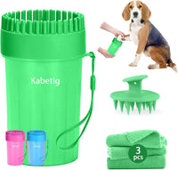 Dog Paw Cleaner Cup with Detachable Top Brush for Large & XL Dogs – Essentials for Dogs - Medium(3Towels&Brush) / Green