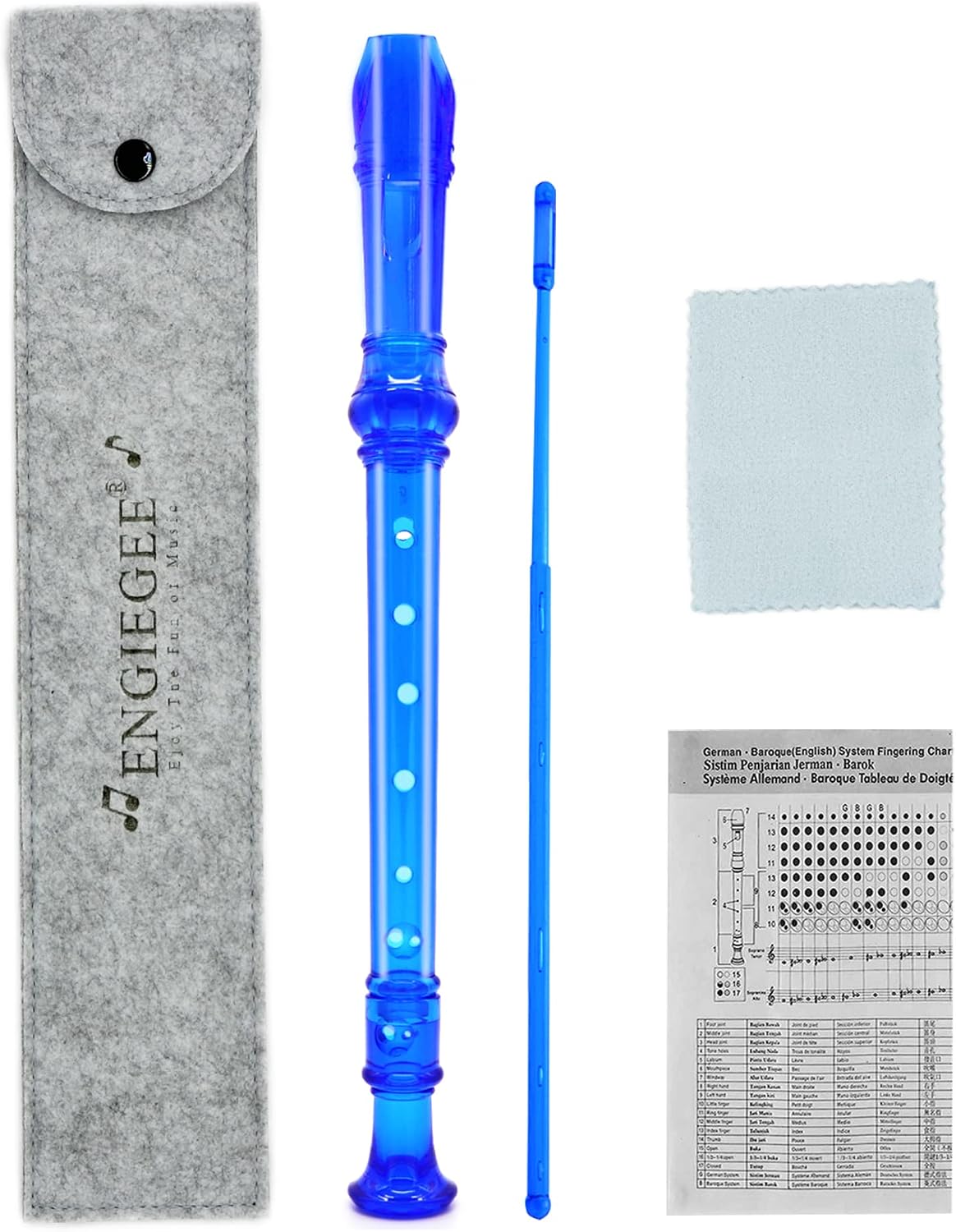 Felt Recorder Case for Soprano, Gray, for Kids – Fun for Kids & Family - Transparent Blue