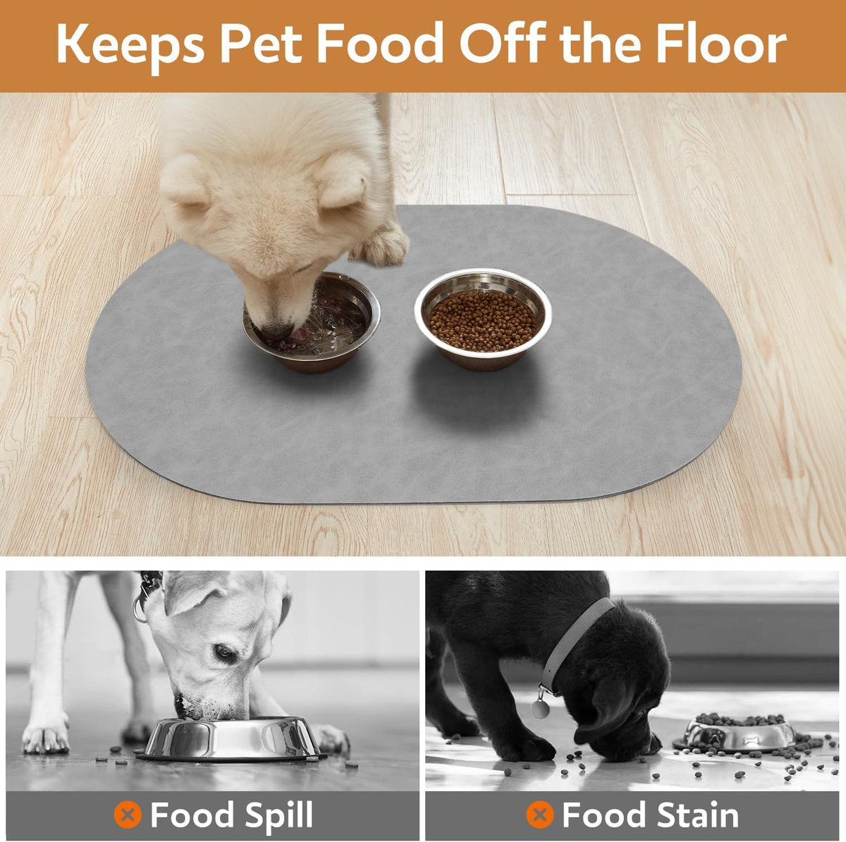 MontVoo Absorbent Dog Food Mat-Dog Mat for Food and Water Bowl - Lightgrey / 16"x24" - image 3