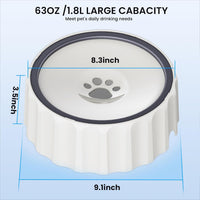 9.1" X 3.5" Dog Water Bowl No Spill 70oz/2L Large Capacity Dispenser - White - image 2