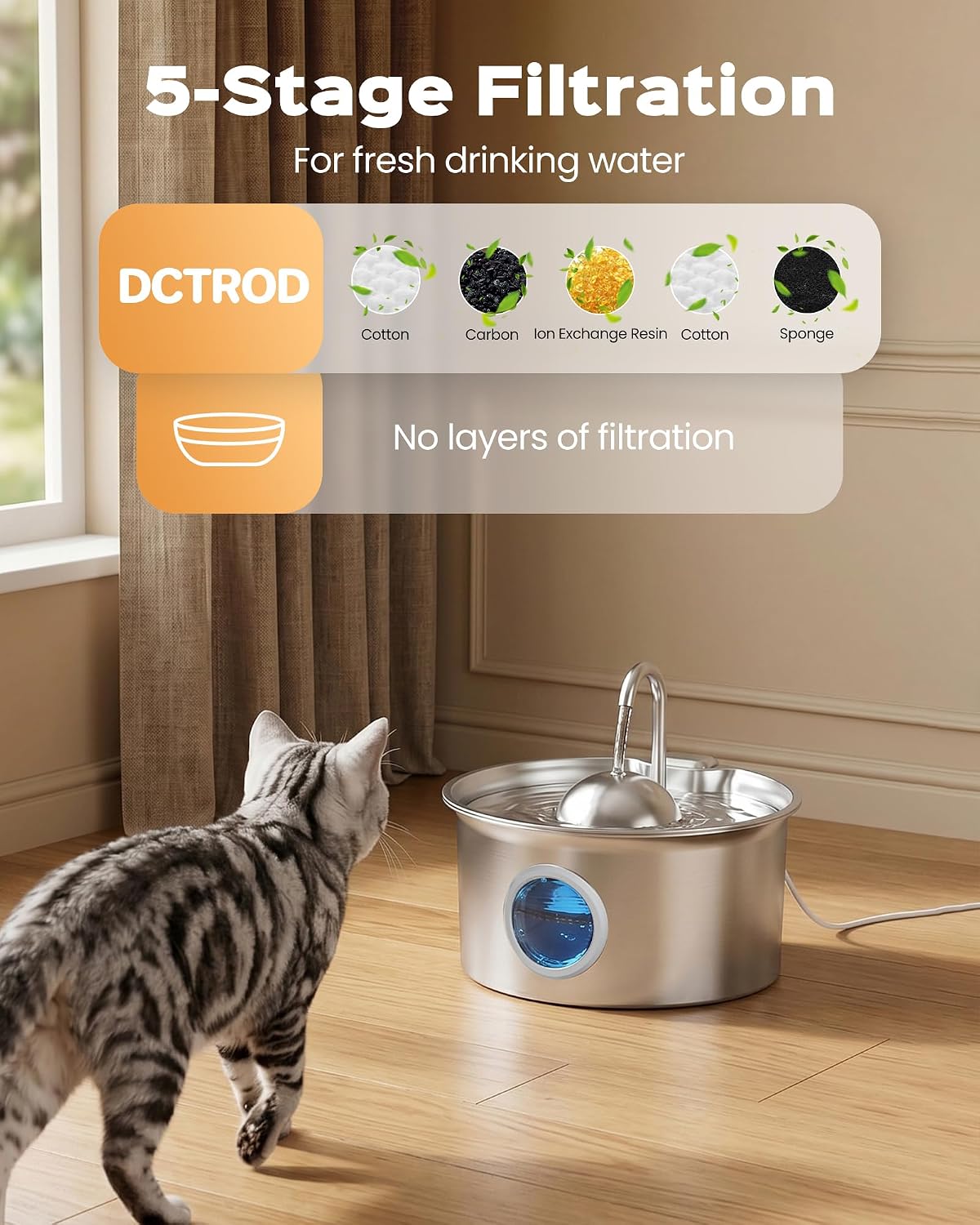 Cat Water Fountain Stainless Steel: Pet Water Fountains for Cats - Cat Fountain - image 4