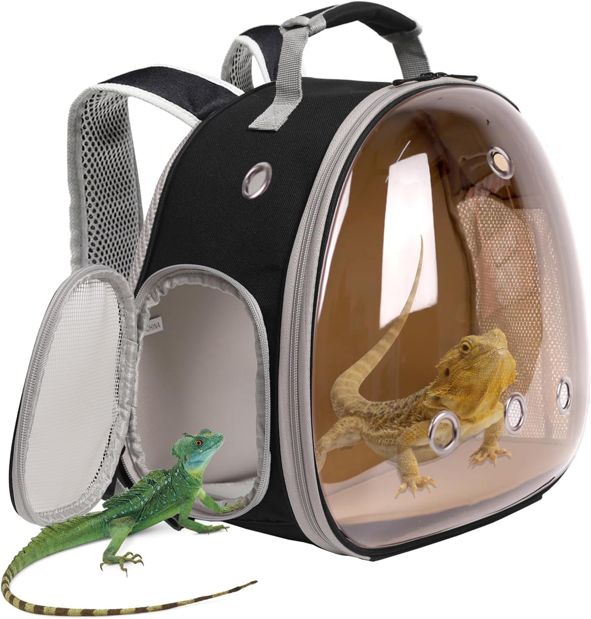 Bearded Dragon Travel Carrier, Lizards Carrier - Black-Polarize / Backpack