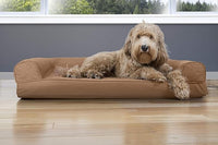 Furhaven Cooling Gel Dog Bed for Large/Medium Dogs w/ Removable Bolsters & Washable Cover, For Dogs Up to 55 lbs - Quilted Sofa - Toasted Brown, Large