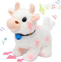 Hopearl Walking Gray Tabby Cat Interactive Electronic Pet Plush Kitty - Cow-Pink