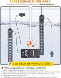 SEAOURA 500W Aquarium Heater for Fish Turtle 70-80 Gal Thermostat - 100-180 Gallon Tank - image 2