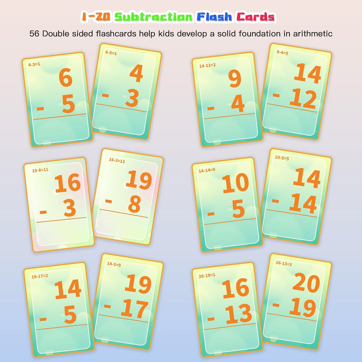 Alened addition and subtraction flash cards with rings and dry-erase markers - view 11
