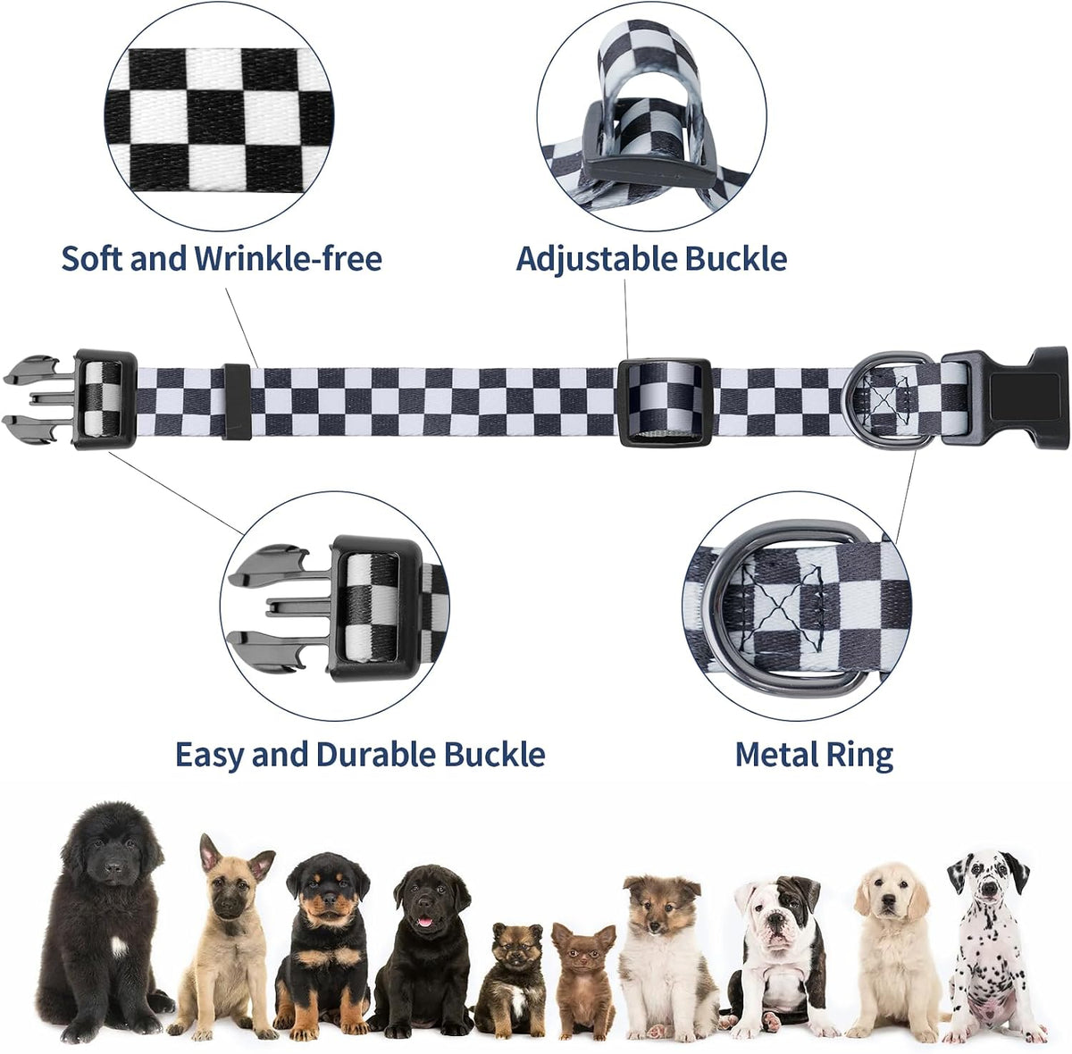 Kazazoo Hands-Free Dog Leash Adjustable Length 5-8 Ft - Plaid black / S - image 3