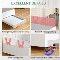 Oneluck Indoor Bunny Cage with Pull-Out Tray,Wheels and Transparent Panel，Rabbit, Guinea Pig, Chinchillas, and Small Animal Condo