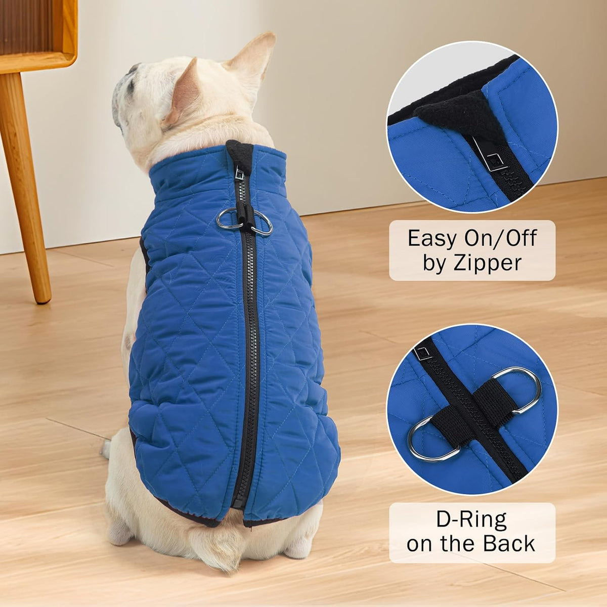 Winter Dog Vest Coat with Harness Built in – Essentials for Dogs - #2 Blue-Gloss / M(Chest 16.5")-Regular - image 2
