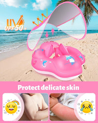 Baby Pool Float with Canopy UPF50+ - Small / PINK - image 2