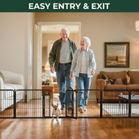 FXW Dog Gate, Extra Wide Adjustable for Openings Up to 219" - Black / Up to 183" W【7 Panels + 1 Door】 / 24"H - image 2