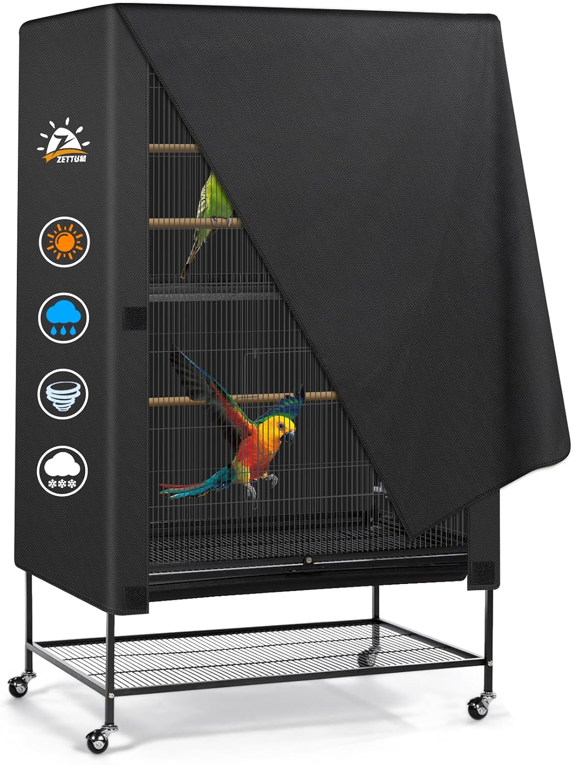 Bird Cage Cover - 600D Bird Cage Covers for Night Heavy Duty & Waterproof, Fade-Resistant Pet Bird - 33 x 23 x 40 Inch
