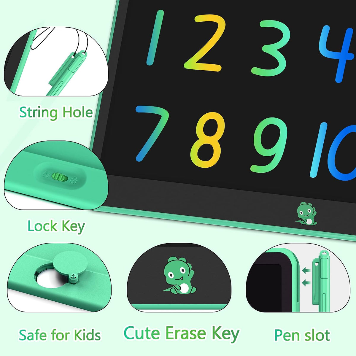Hockvill LCD Writing Tablet for Kids 8.8 Inch - 13"W x 10"H / Green - image 4