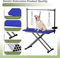 VFK 47'' Large Dog Grooming Table X-Lift Foldable Grooming Table for Dogs at Home Adjustable Height Arms Pet Station with Nooses, Mesh Tray, Tool Organizer