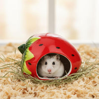 Hypeety Ceramic Hamster Hideout Decor Cool Bed Bath House - Red/Strawberry - image 3