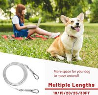 Dog Tie Out Cable - 10/15/20/25/30FT Heavy Duty for Large Dogs Up to 250LBS - Rosy Pink/Blue/Purple/Silver/Red/Green/Yellow