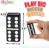 Jumbo Double Six Dominoes Set for Adults, Black Tiles - Double-6 | Jumbo Black | Brown Case - image 3