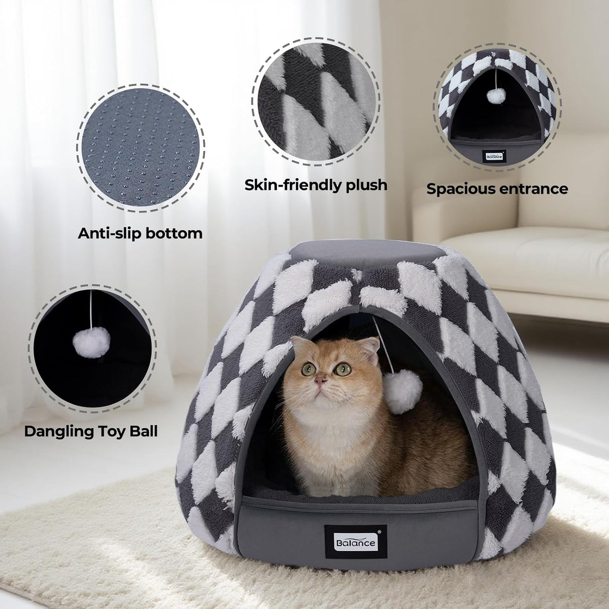 BALANCE Cat Beds for Indoor Cats - 19"L x 19"W x 16"Th / Dark Grey - image 4