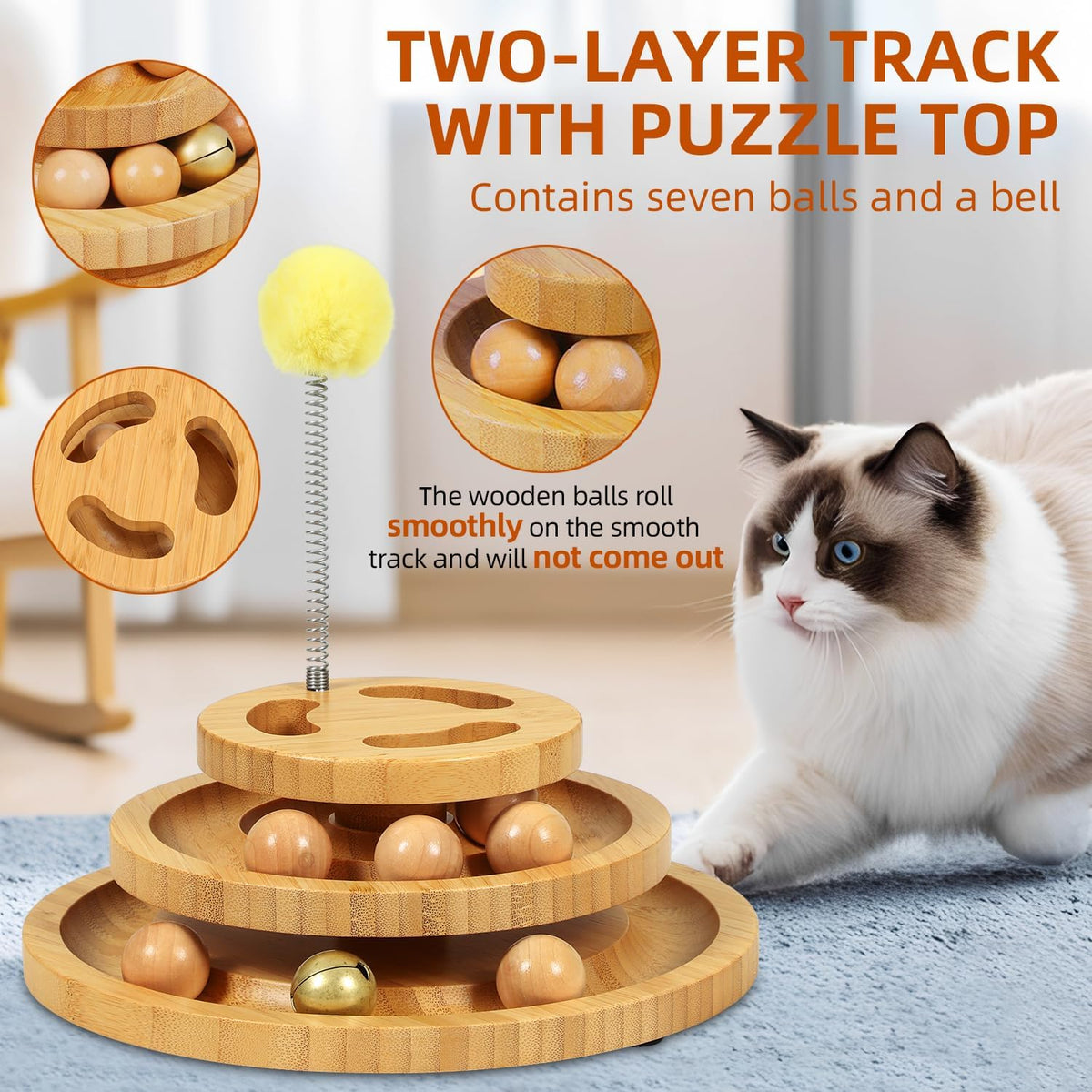 Cat Ball Track Toy, Kitty Toys Roller - Large - Plus - image 3