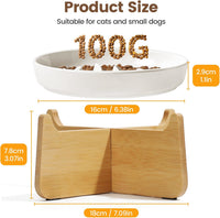 PETTOM Slow Feeder Cat Bowl Elevated Ceramic with Bamboo Stand - Fishbone - image 4