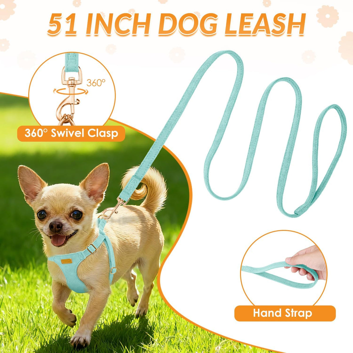 SlowTon No Pull Dog Harness with Leash for Small Medium Dogs - XX-Small(2.2-6lb) / Solid Teal - image 4