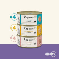 Applaws Natural Wet Canned Cat Food, Made with Limited and Natural Ingreidents, Real Protein with No Artificial Additives, Variety Pack in Broth (12 x 2.47oz Cans)