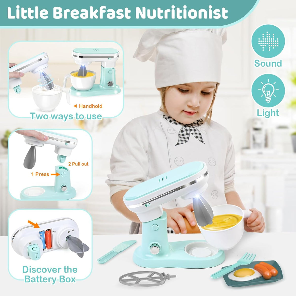 Play Kitchen Accessories, Play Kitchen Appliances Toy Set - Green - image 4
