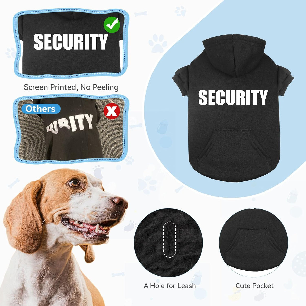 Dog Sweaters for Large Dogs Security Dog Hoodie Soft Brushed Fleece - Medium - image 3