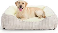 MIXJOY Dog Bed for Large Medium Small Dogs - Ivory Beige / XL(35’’x 25’’x 9’')