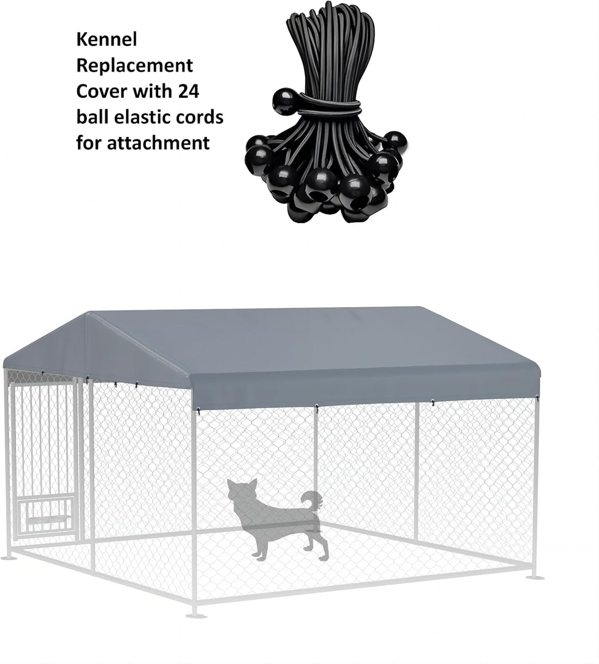 Outdoor Dog Kennel Cover 10' x 10' Replaceable Top Cover - Gray / 10' x 10' - image 3