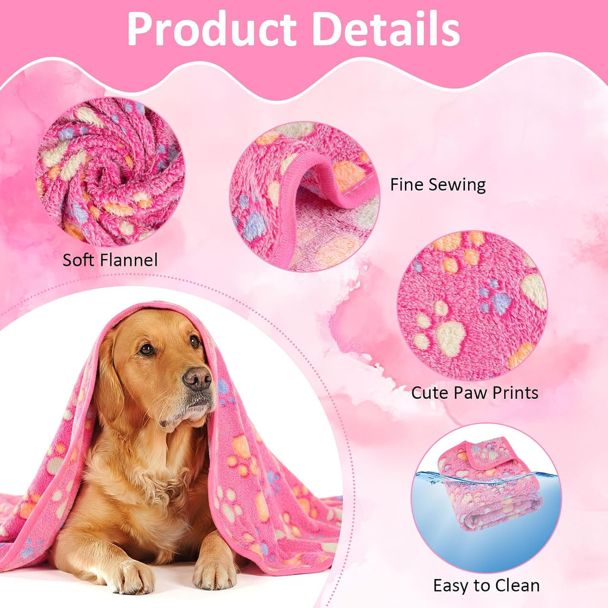 41" x 30" Dog Blankets for Medium Dogs, Cat - 41" x 30" / Pink / 1 - image 4