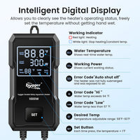 hygger Aquarium Heater 300W/500W/800W/1000W - Black-1000W for 130-260 Gallon - image 2