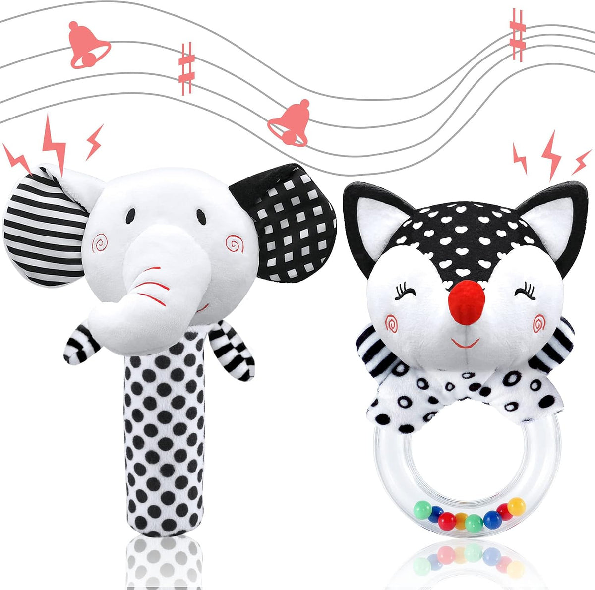 XIXILAND Baby Rattles 0-6 Months Newborn Toys Infant Toys 0-3 Months - Black&White-5