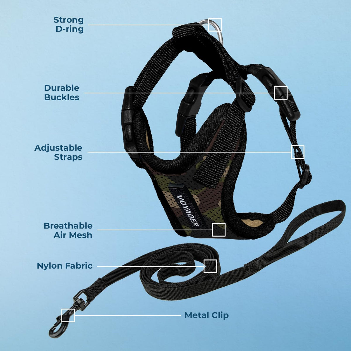 Voyager Escape-Proof Step-in Harness & Leash, Moss Green - Army/Black Trim / XXXS (Chest: 10.5 - 13") - image 3