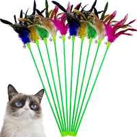 Cat Wand Feather Toys, 6 Pieces Interactive Cat Feathers Teaser Toy for Indoor Cats Play – Essentials for Cats - 10PCS Cat Wand Toys