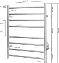 KEG Towel Warmer Wall Mounted with Built-in Timer 8 Bars Electric Stainless Steel Heated Towel Racks for Bathroom, Hot TW-8-PC Towel Warmer 8 bars polish chrome