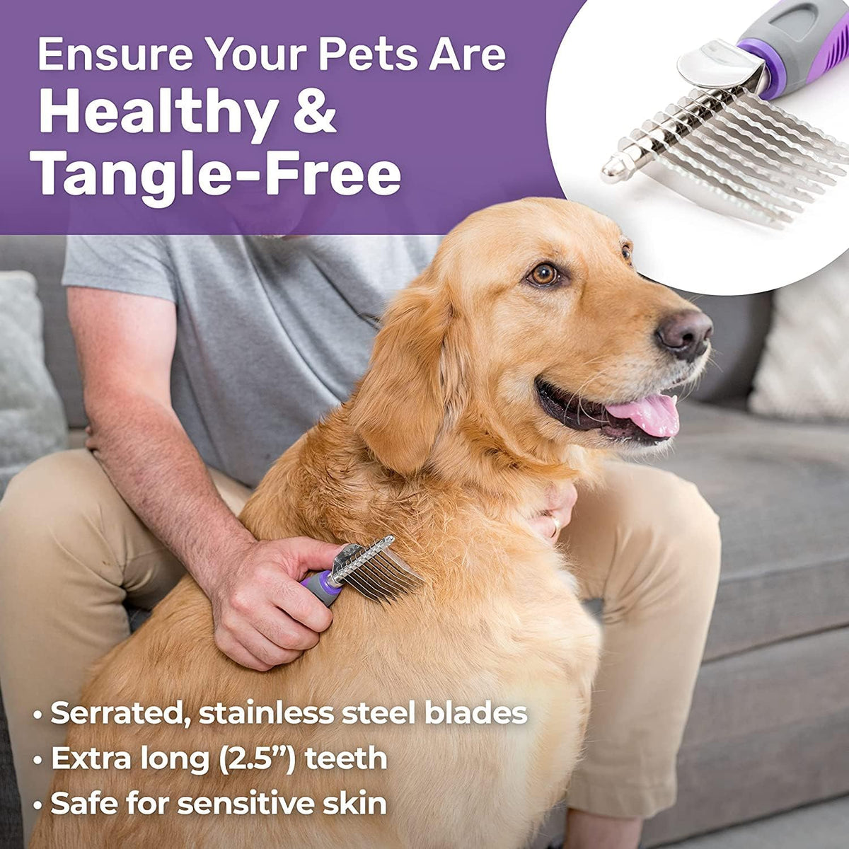 Hertzko Grooming Dematting Comb for Pets - image 2
