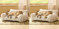 Bedsure ComfyFleece Shown on TV Fluffy Cute Cat Couch for Pets - 24x18x10" (Pack of 2) / Cream