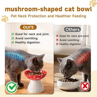 Mushroom Cat Bowl, Whisker Fatigue Cat Bowl, Cute Cat Bowls - Red+Yellow - image 3