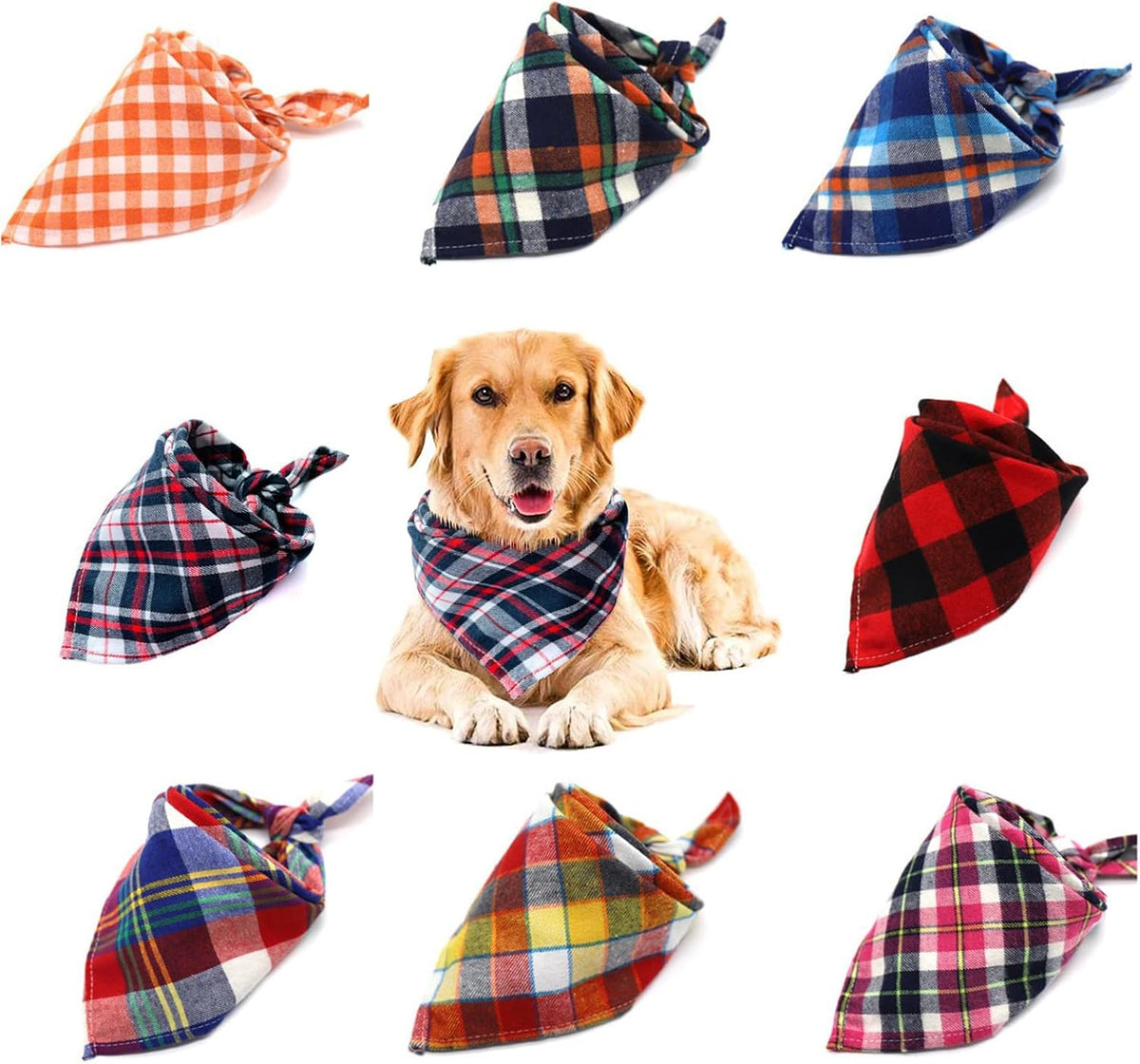 8 Pack Dog Bandanas Large - XX-Large(31.5inch)
