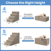Dog Stairs for Small Dogs & Cats - Khaki / 5-Step 22.6" H - image 3