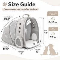Expandable Cat Carrier Backpack with Bubble Window - Grey - image 2